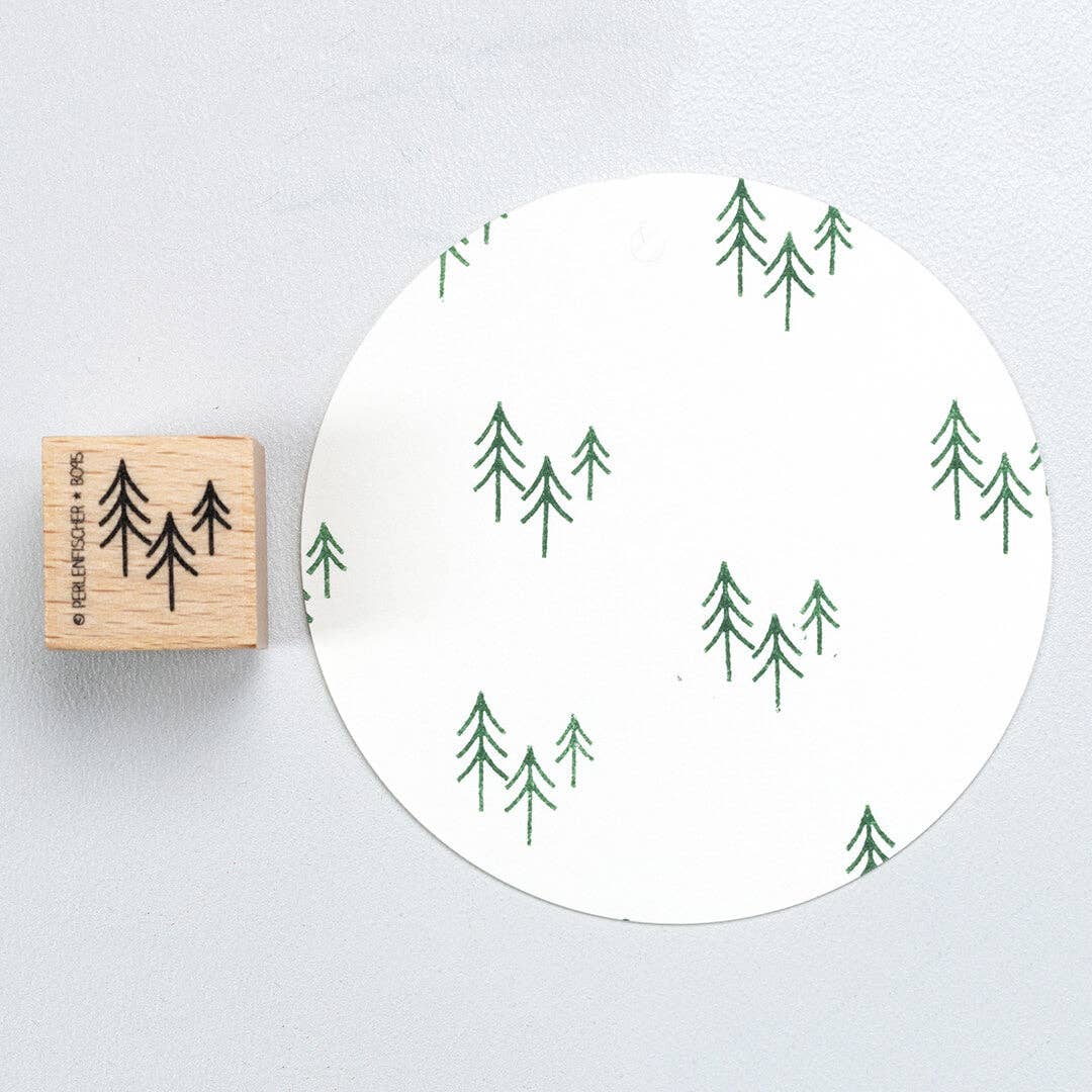 Perlenfischer | Tampon en bois | Petite forêt de sapins