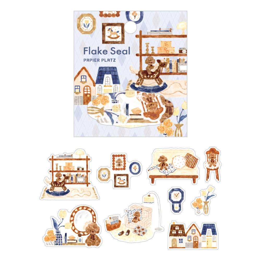 Flake stickers japonais | Papier Platz | Peluches | Caniche - Papier Platz - millenotes