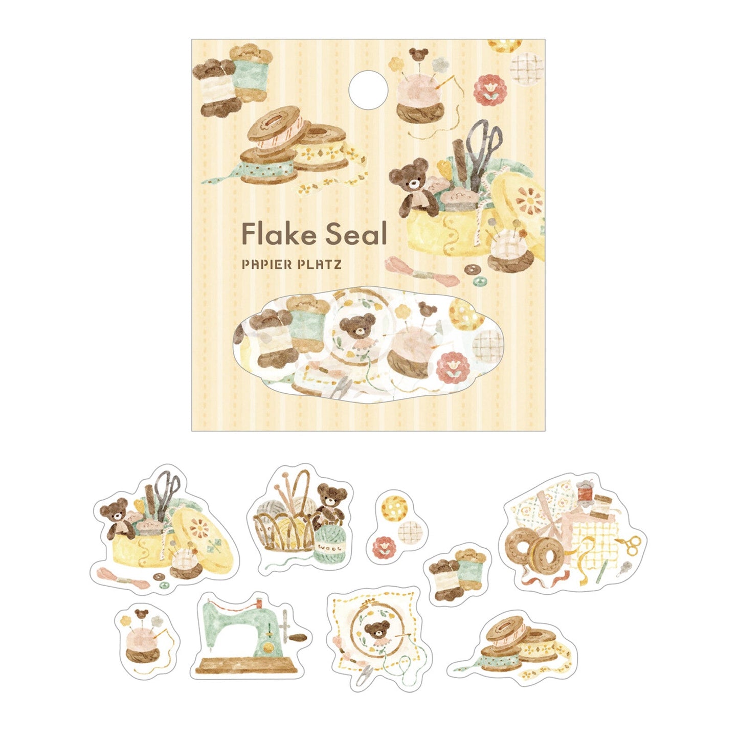 Flake stickers japonais | Papier Platz | Peluches | Ourson - Papier Platz - millenotes