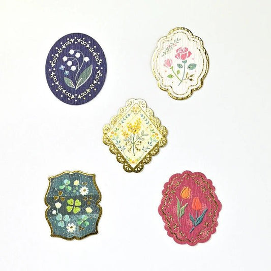 Flake stickers japonais | Timbres Fleurs - NB Co Ltd - millenotes