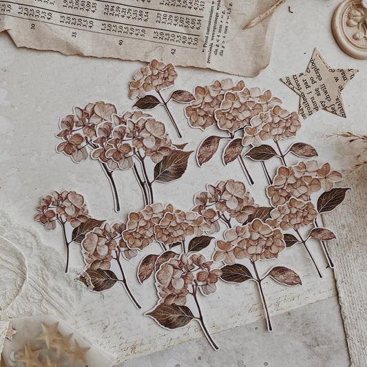 Lot de stickers découpés | Hortensias bruns - albumlovehandmade - millenotes