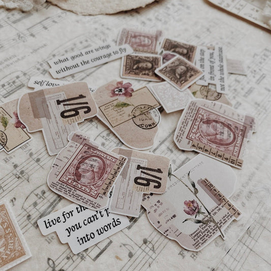 Lot de stickers découpés | Timbres bordeaux - AlbumHandMadeLove - millenotes