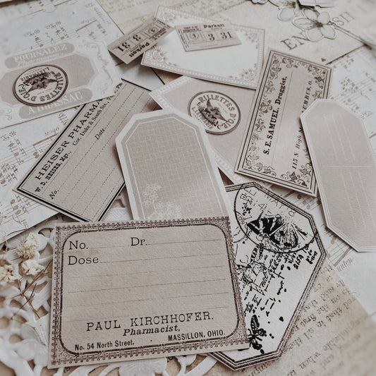 Lot d'étiquettes décoratives éphémères | Pêche Beige - AlbumHandMadeLove - millenotes