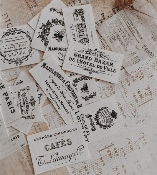Lot d'étiquettes décoratives éphémères | Vintage français - AlbumHandMadeLove - Blanc - millenotes