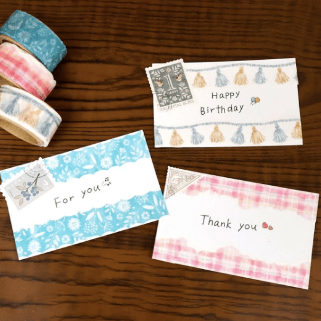 Masking Tape Découpé Japonais Mind Wave | Carreau rose - Mind Wave - millenotes