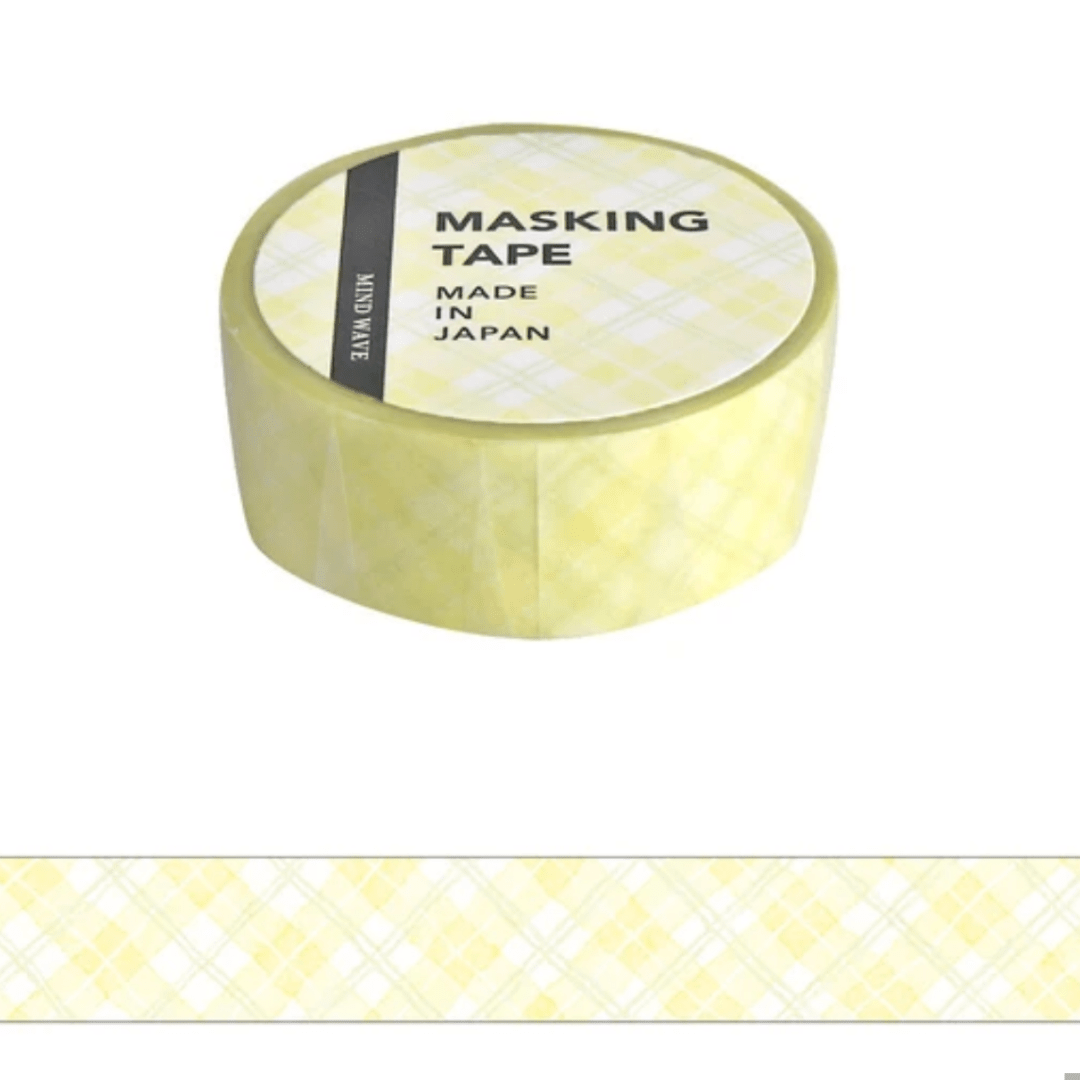Masking Tape Japonais Mind Wave | Carreaux jaune clair - Mind Wave - millenotes