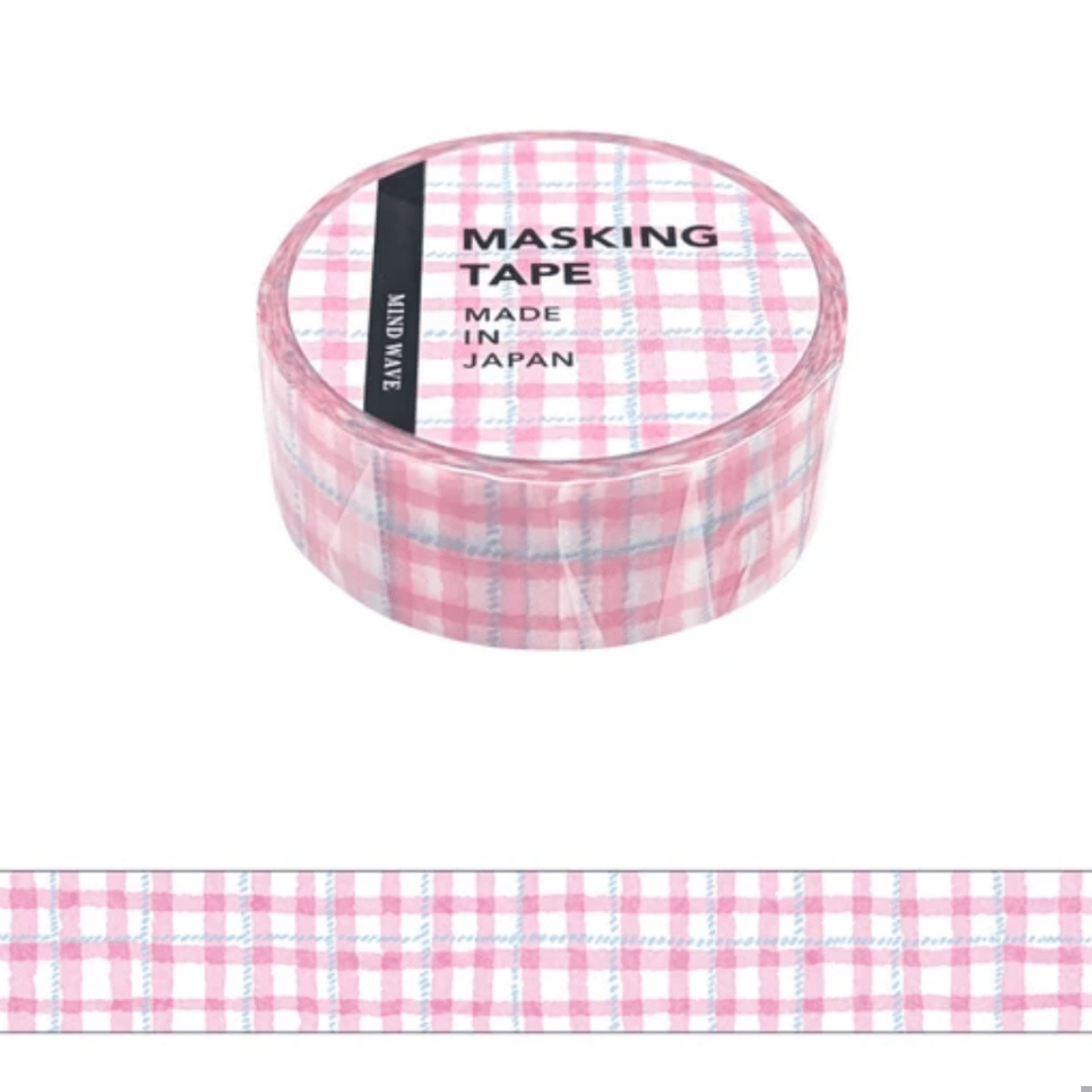 Masking Tape Japonais Mind Wave | Carreaux roses - Mind Wave - millenotes