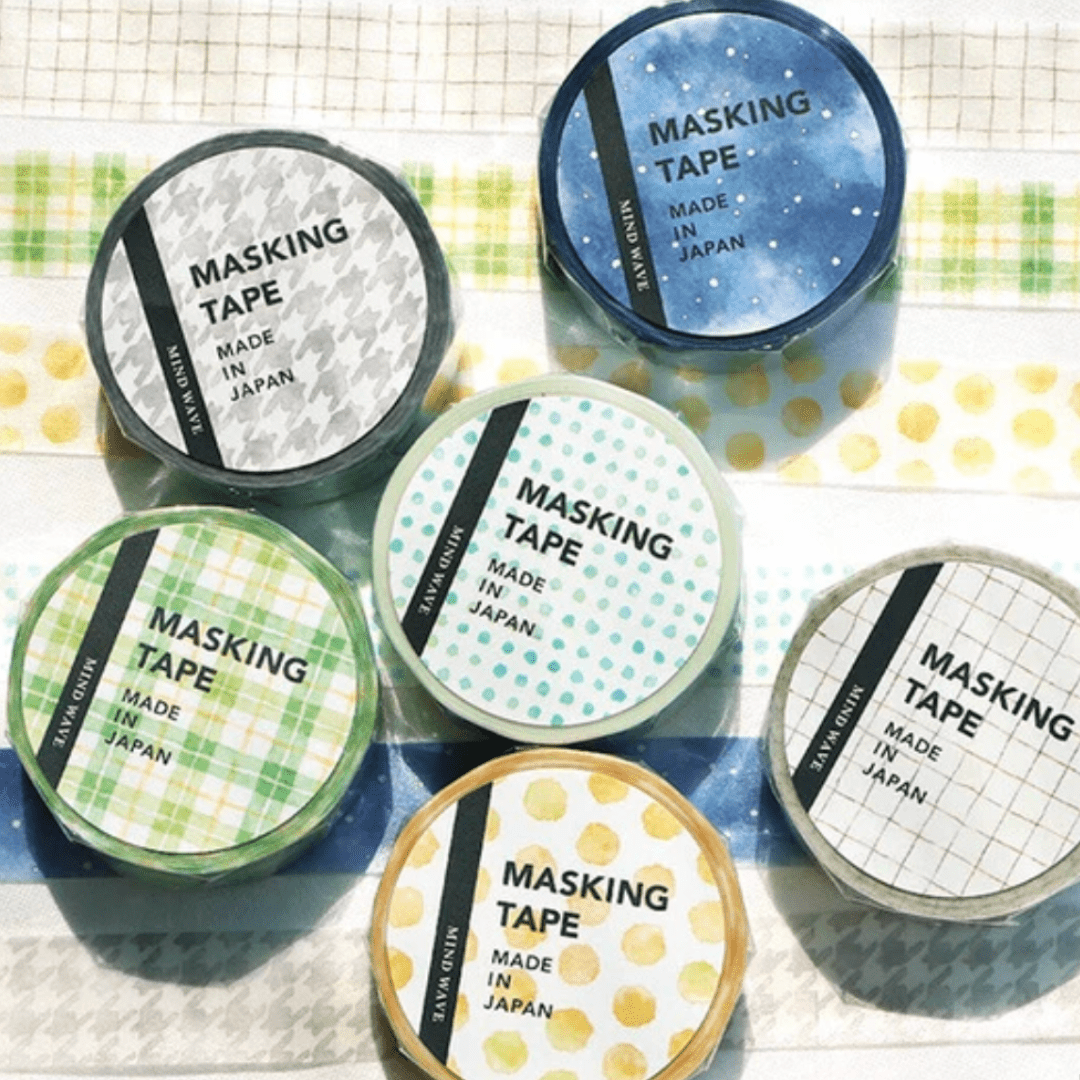 Masking Tape Japonais Mind Wave | Carreaux Verts - Mind Wave - millenotes