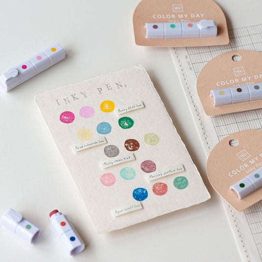 MU Lifestyle Inky Pen | Encreur Compact à Trois Couleurs pour Tampons - MU Lifestyle - 01. Orange Peach Pink - millenotes