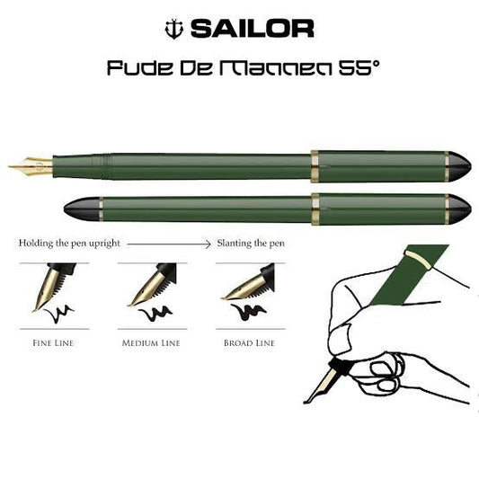 Sailor Stylo Plume Fude de Mannen | Vert 55° - Sailor - Fude - millenotes