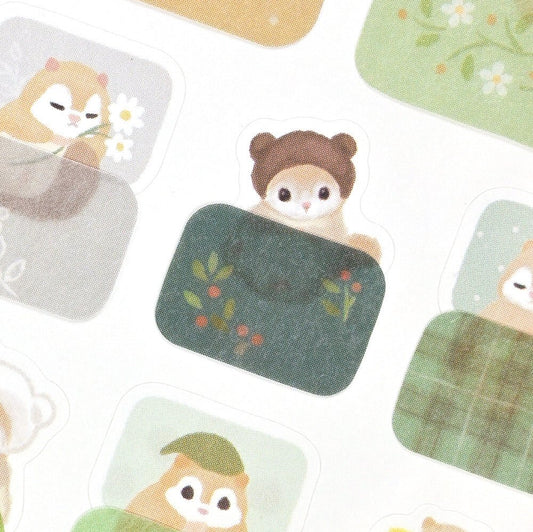Stickers japonais 2 planches | Mattari Animals | Adorables Écureuils - NB Co Ltd - millenotes