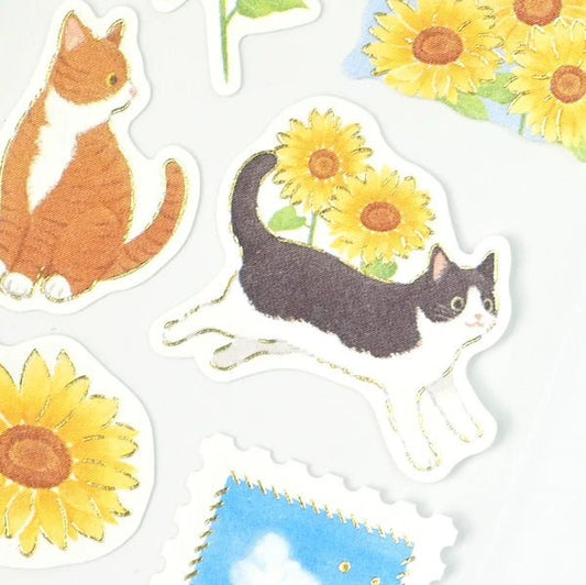 Stickers japonais | Chat aux Tournesols - NB Co Ltd - millenotes