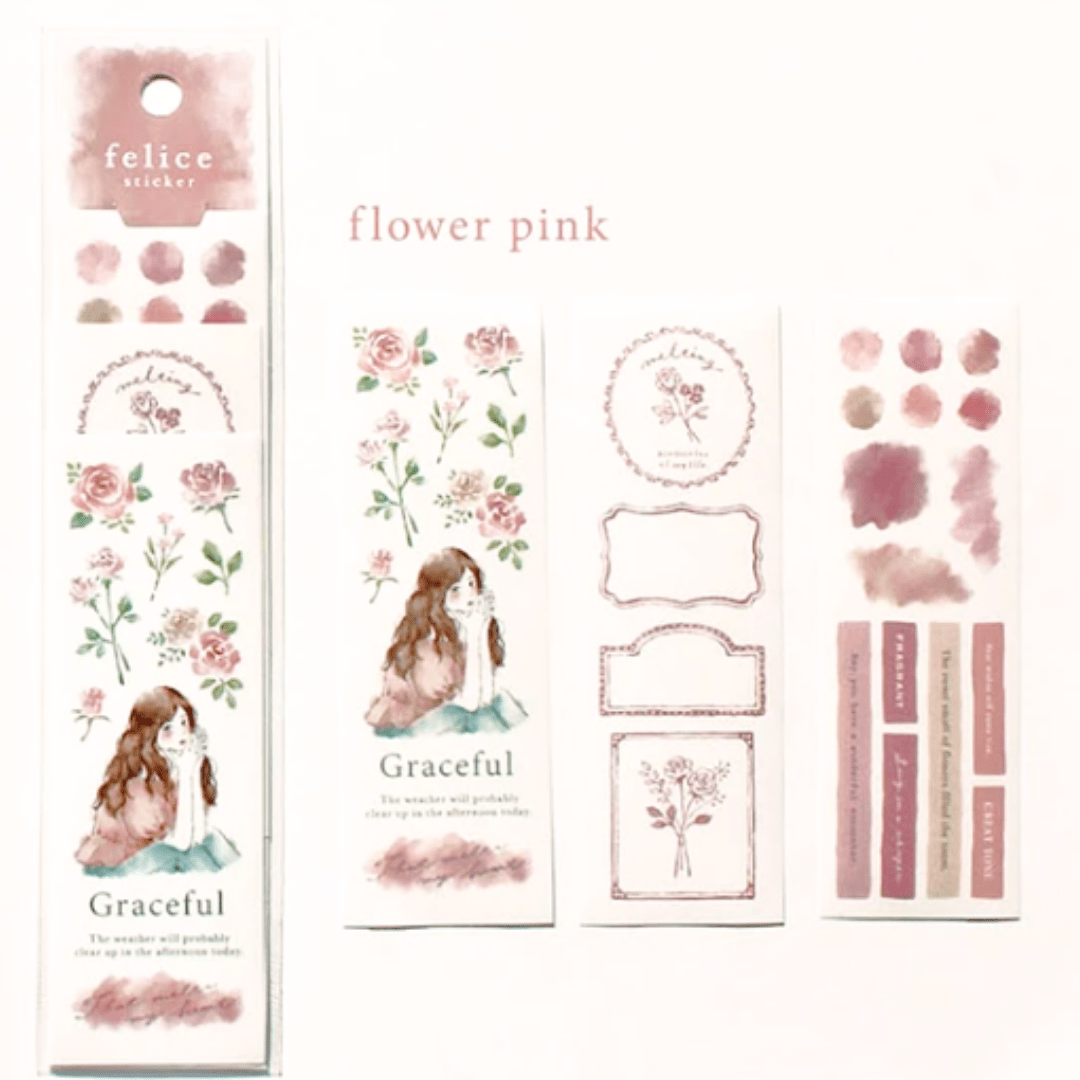 Stickers japonais Mind Wave Felice | Fleur Rose - Mind Wave - millenotes