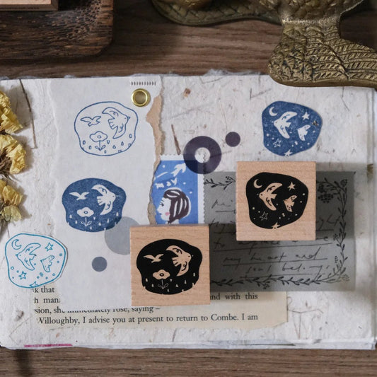 Tampon en bois | Eileen Tai | Birds Day & Night - Eileen Tai - Set B - millenotes