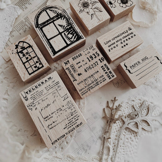 Tampon en bois | Télégramme Vintage - AlbumHandMadeLove - millenotes