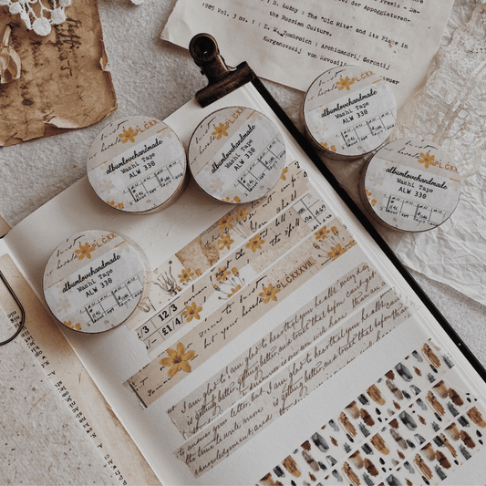 Washi masking tape | Fleurs jaunes vintage - AlbumHandMadeLove - millenotes