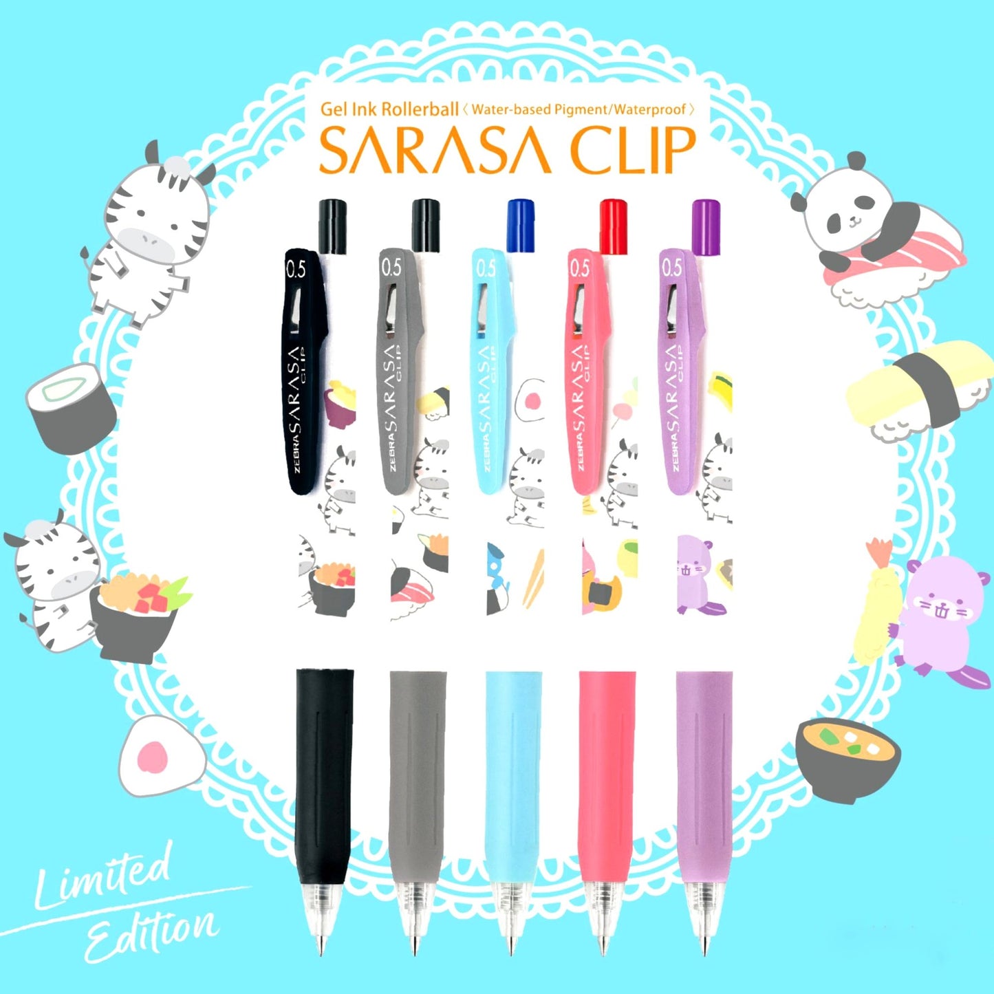 ZEBRA SARASA Set de 5 Stylos gel | Kawaii Animals - ZEBRA - millenotes