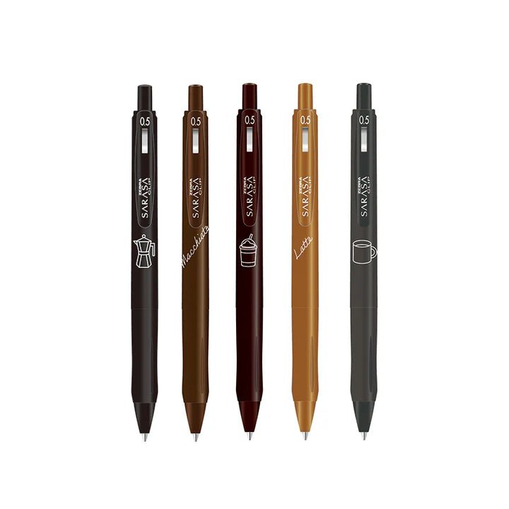 ZEBRA SARASA Set de 5 Stylos gel | Study with Coffee - ZEBRA - millenotes