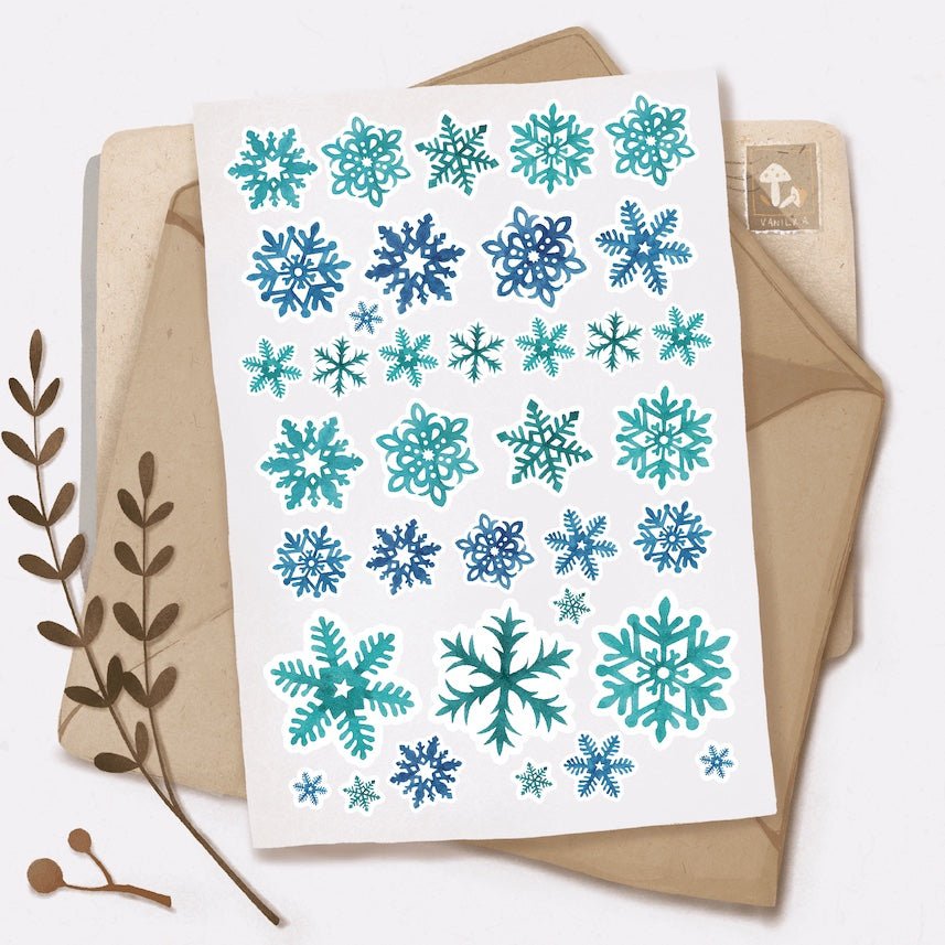 Snowflakes - Decorative Stickers - Vanilka Stickers - millenotes - flacons de neige