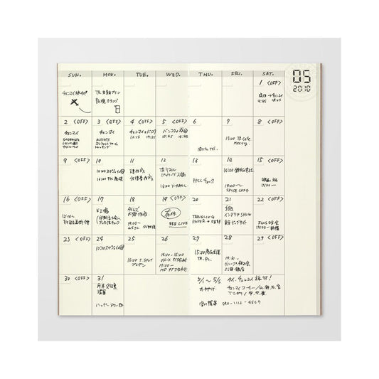 TRAVELER'S NOTEBOOK Recharge 017 Agenda Mensuel Non Daté (Classique) - TRAVELER'S COMPANY - millenotes