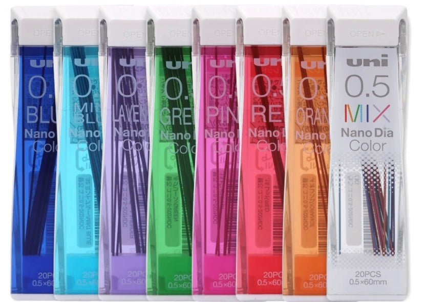 Uni Nano Dia Color Minas De Colores 0.5 Borrables - Set de 20 (Disponible  en 8 Colores) - Dibujo & Escritura