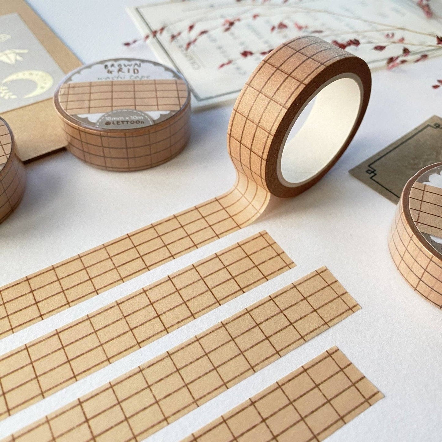Masking tape | LETTOON | Brown Grid