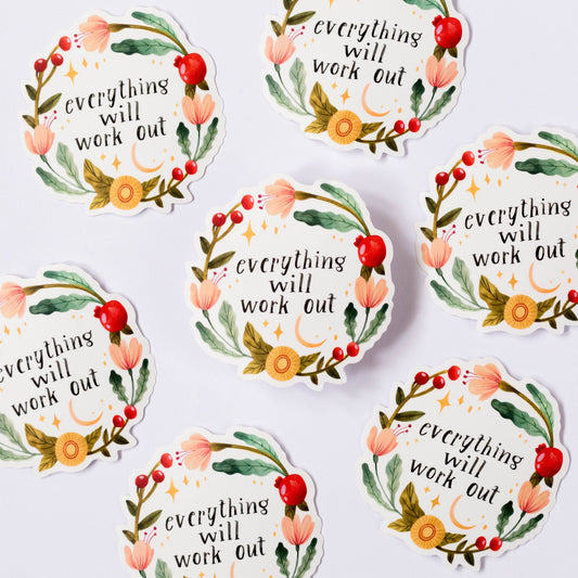 Sticker en vinyle | Wild Pencil Studio | Everything Will Work Out