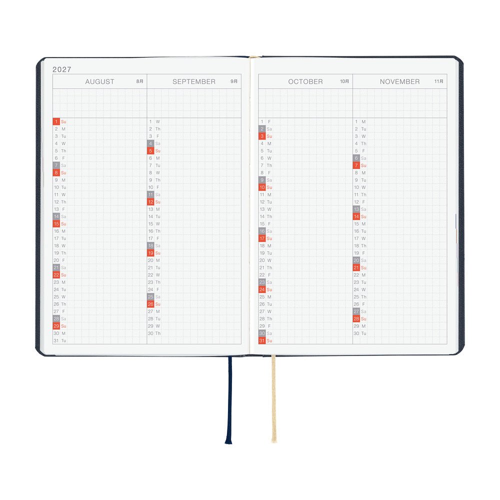 Agenda Hobonichi 2027 HON A6 | Slash (Navy) - Hobonichi Techo - millenotes