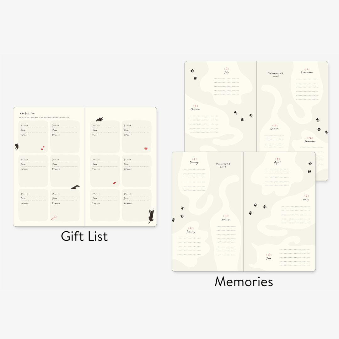 Agenda illustré Midori Book Style Diary 2026 | Chat Gris - Midori - millenotes