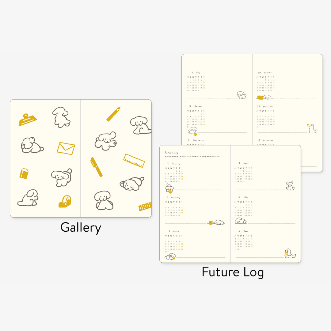Agenda illustré Midori Book Style Diary 2026 | Chien Bleu vert - Midori - millenotes