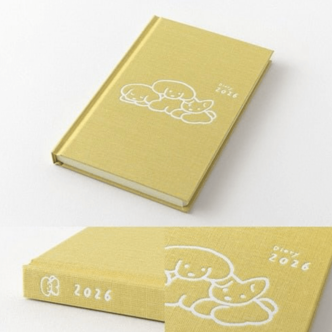 Agenda illustré Midori Book Style Diary 2026 | Chien Jaune - Midori - millenotes