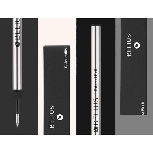 BELIUS | Recharge d'encre pour stylo à bille ou stylo roller | Noir - BELIUS - Stylo roller - millenotes