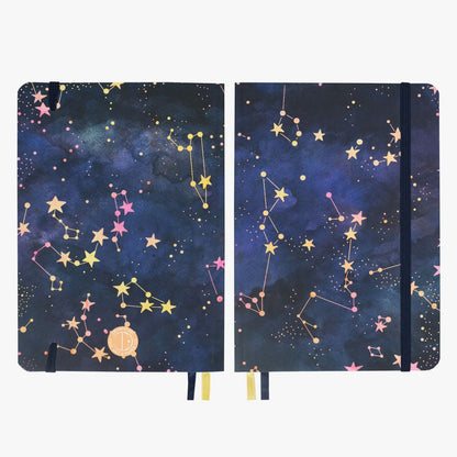 Carnet de Notes Shimmering Stars | Idéal pour Bullet Journal, A5 Pointillé 120g - Devangari - art - millenotes