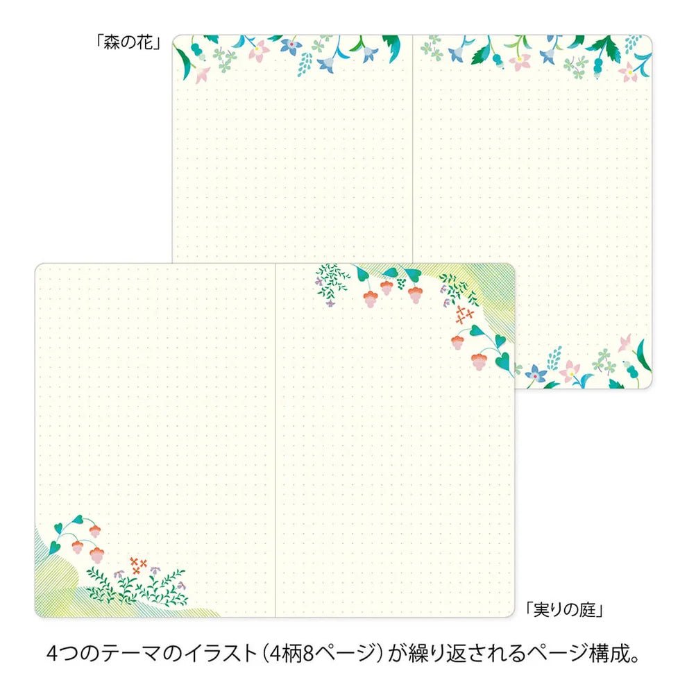 Carnet illustré Yuru Log B6 | MIDORI | Floral - Midori - millenotes