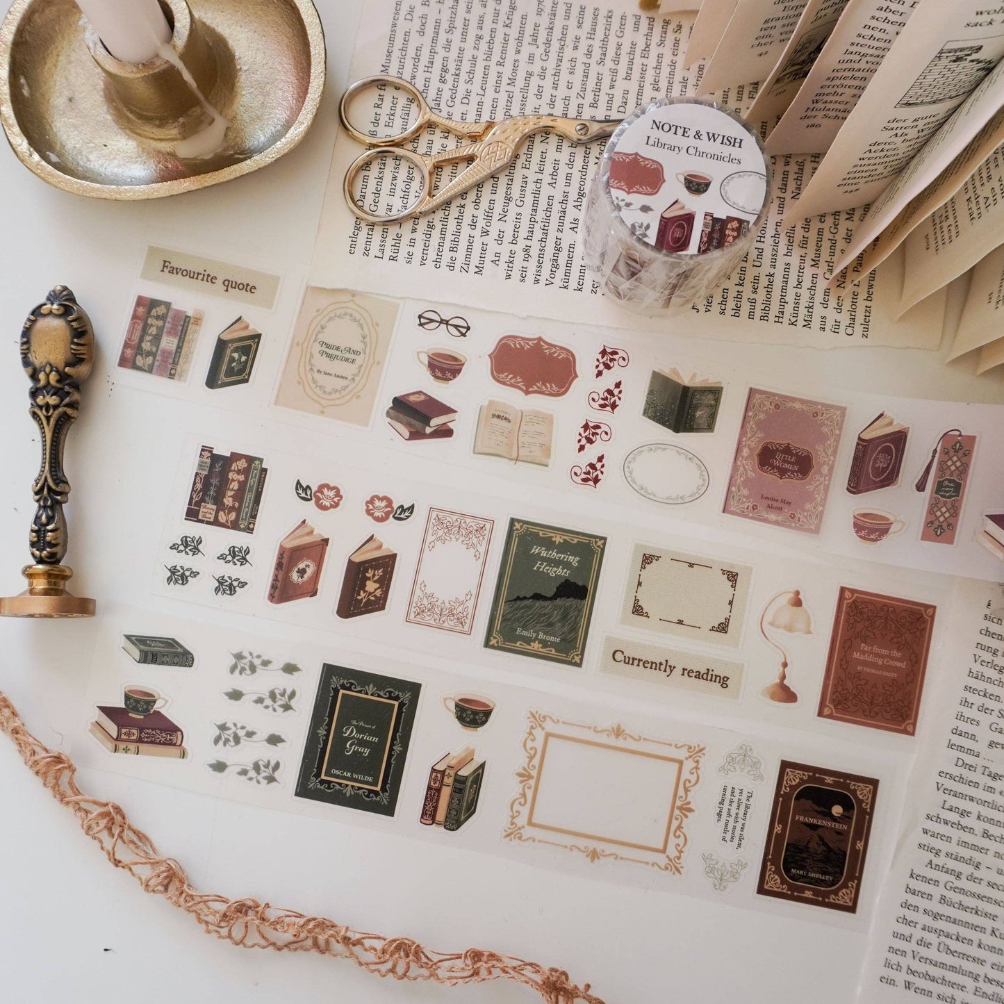 PET Kiss-cut masking tape | Note & Wish | Book Lover