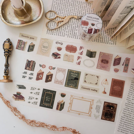 PET Kiss-cut masking tape | Note & Wish | Book Lover