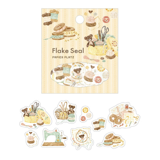 Flake stickers japonais | Papier Platz | Peluches | Ourson - Papier Platz - millenotes