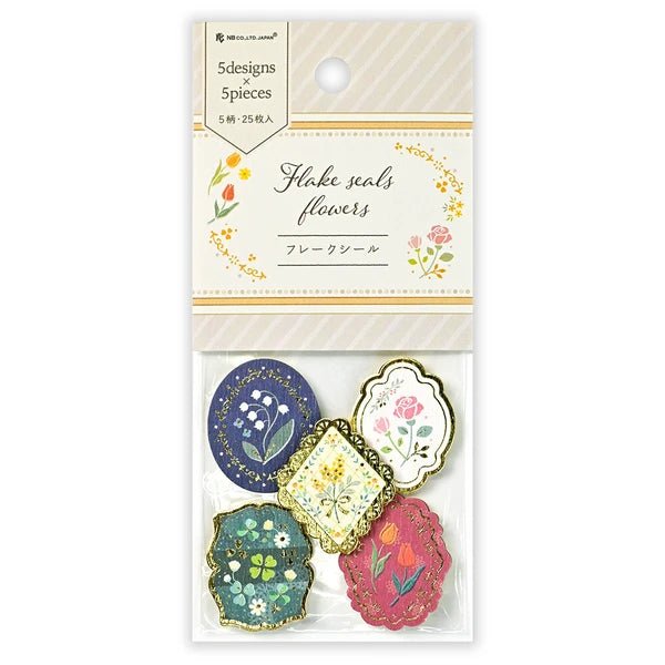 Flake stickers japonais | Timbres Fleurs - NB Co Ltd - millenotes