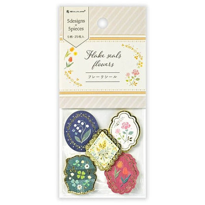 Flake stickers japonais | Timbres Fleurs - NB Co Ltd - millenotes
