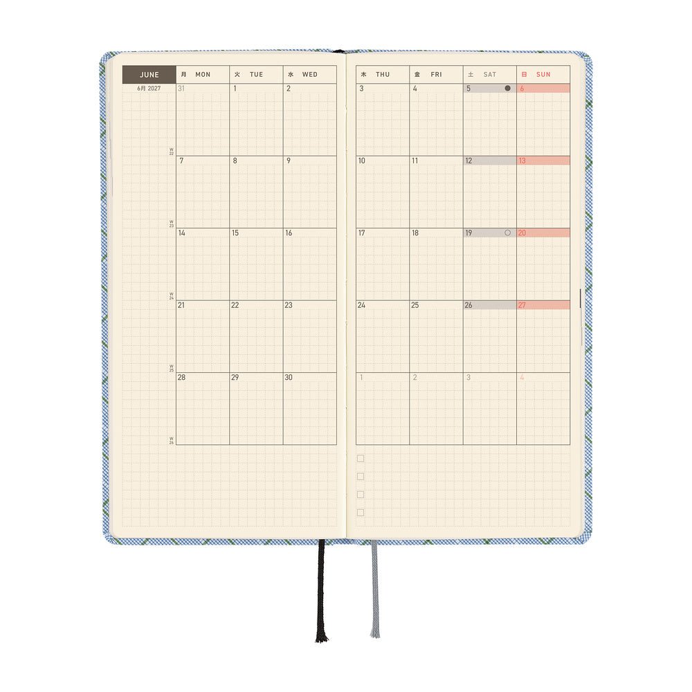 Hobonichi 2027 Weeks | Shirt Fabric: Graph Plaid - Hobonichi Techo - millenotes