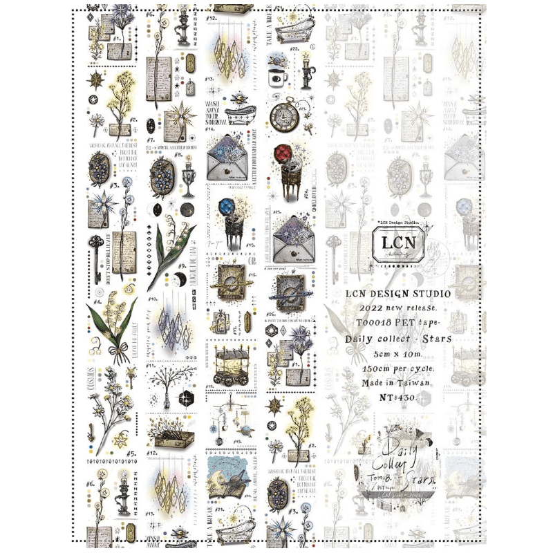 LCN Design Studio | Masking tape PET | Daily Collect - Stars - LCN Design Studio - 10 m - rouleau complet - millenotes