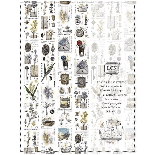 LCN Design Studio | Masking tape PET | Daily Collect - Stars - LCN Design Studio - 10 m - rouleau complet - millenotes