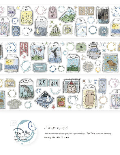 LCN Design Studio | Masking tape PET kiss-cut | Tea Time - LCN Design Studio - 5 m - rouleau complet - millenotes