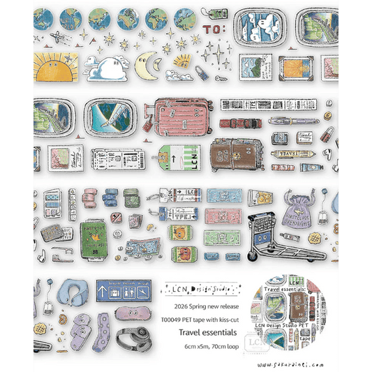 LCN Design Studio | Masking tape PET kiss - cut | Travel Essentials - LCN Design Studio - 5 m - rouleau complet - millenotes