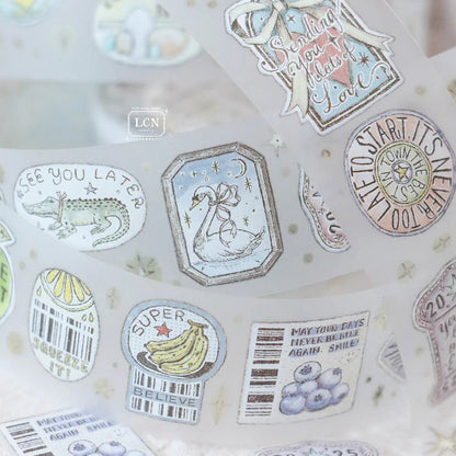 LCN Design Studio | Masking tape PET | Sticker Club – Life - LCN Design Studio - 10 m - rouleau complet - millenotes