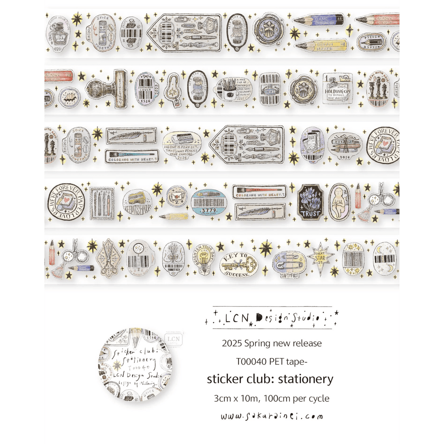 LCN Design Studio | Masking tape PET | Sticker Club – Stationery - LCN Design Studio - 10 m - rouleau complet - millenotes