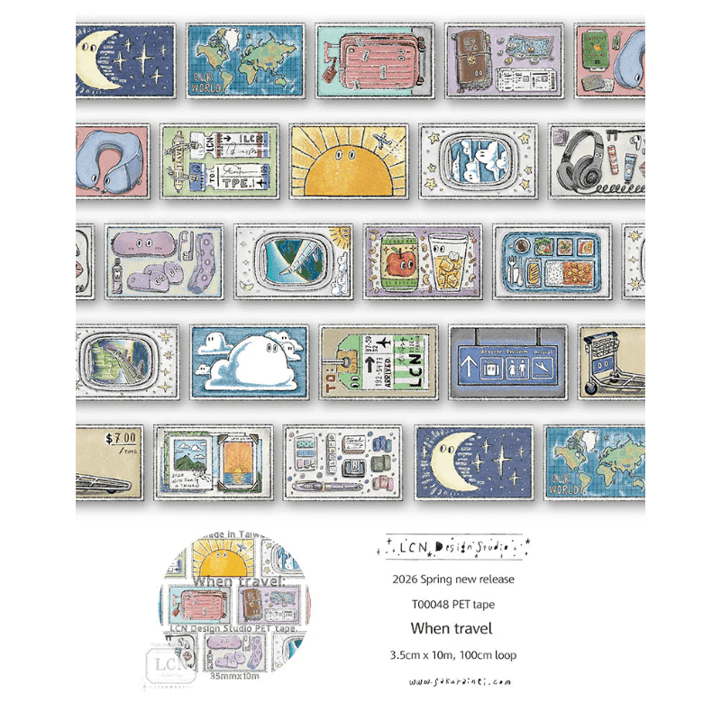 LCN Design Studio | Masking tape PET | When Travel - LCN Design Studio - 10 m - rouleau complet - millenotes