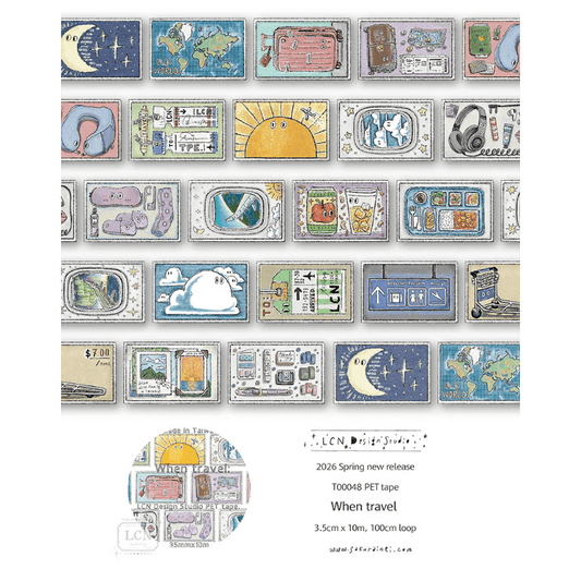 LCN Design Studio | Masking tape PET | When Travel - LCN Design Studio - 10 m - rouleau complet - millenotes