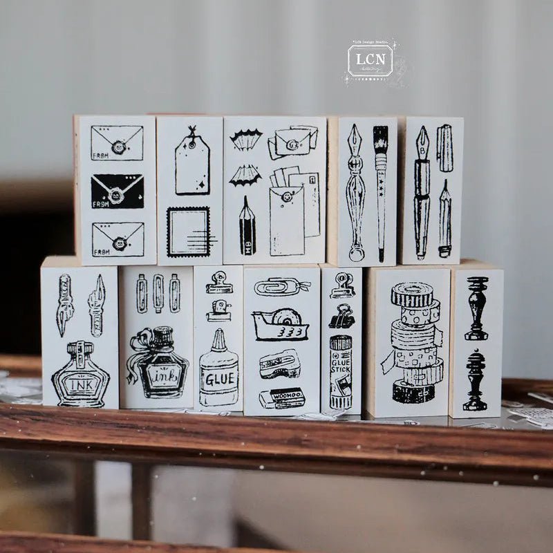 LCN Design Studio | Set de tampons en bois | On the Desk II - LCN Design Studio - millenotes