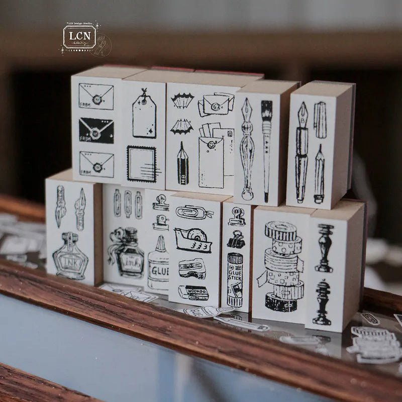 LCN Design Studio | Set de tampons en bois | On the Desk II - LCN Design Studio - millenotes